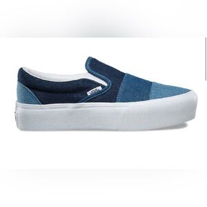 Vans UNISEX Denim Slip in  ThreeTone Blue Patch Slip-Ons.
